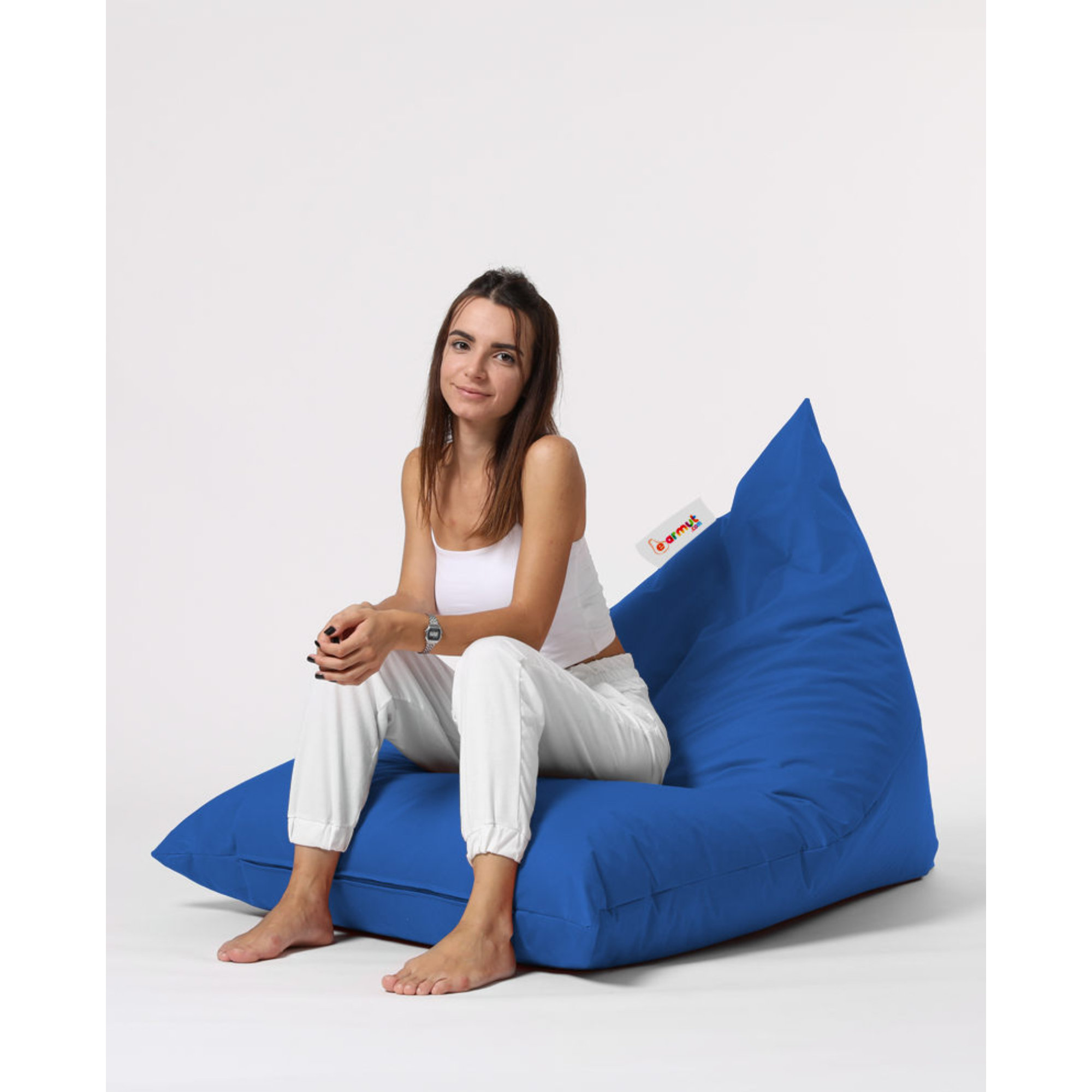 Polyester Outdoor Friendly Bean Bag Chair Lounger East Urban Home Fabric Dark Blue 100 Polyester
